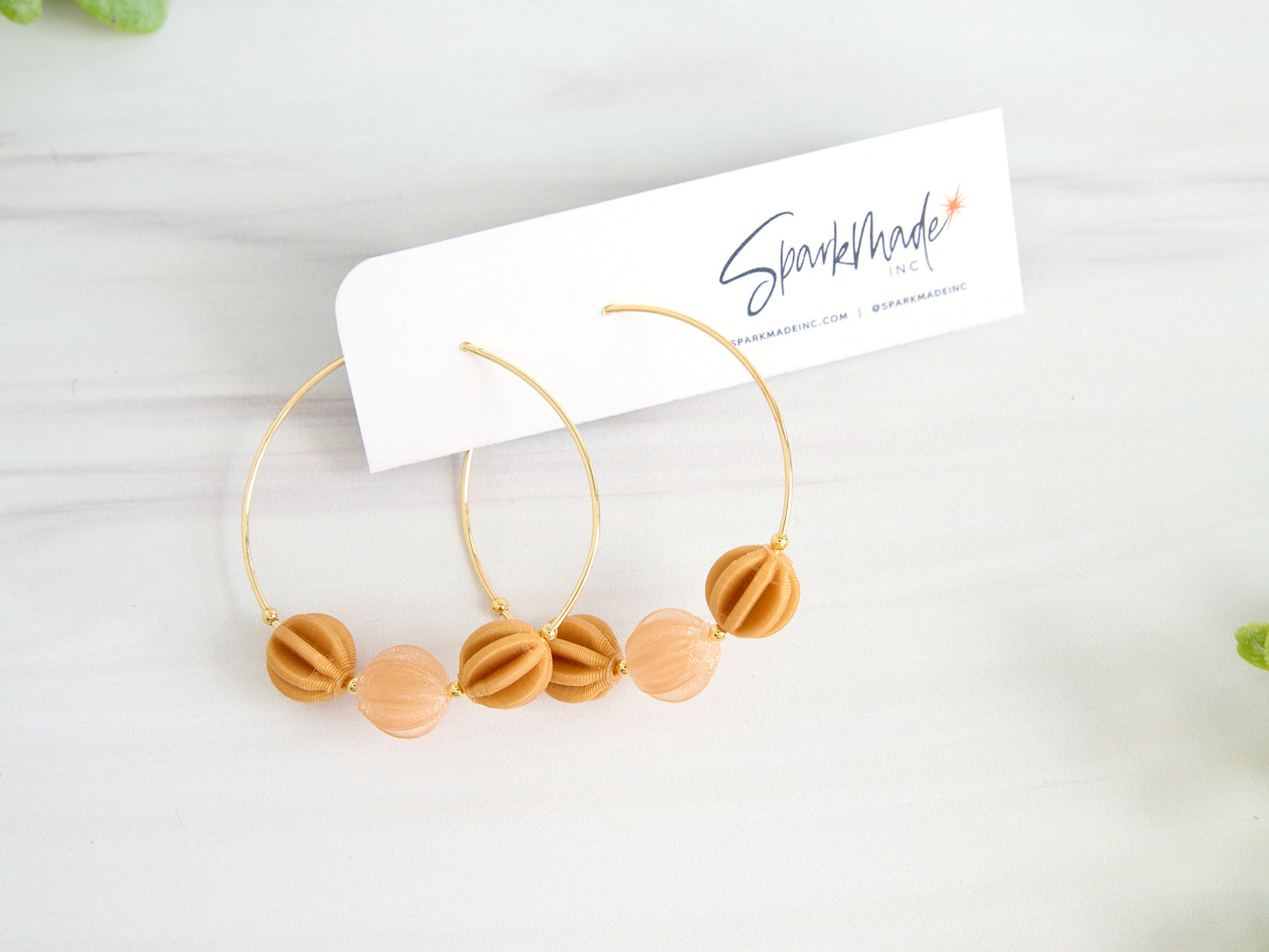 Burlesque 3D Printed Hoop Earrings Latte