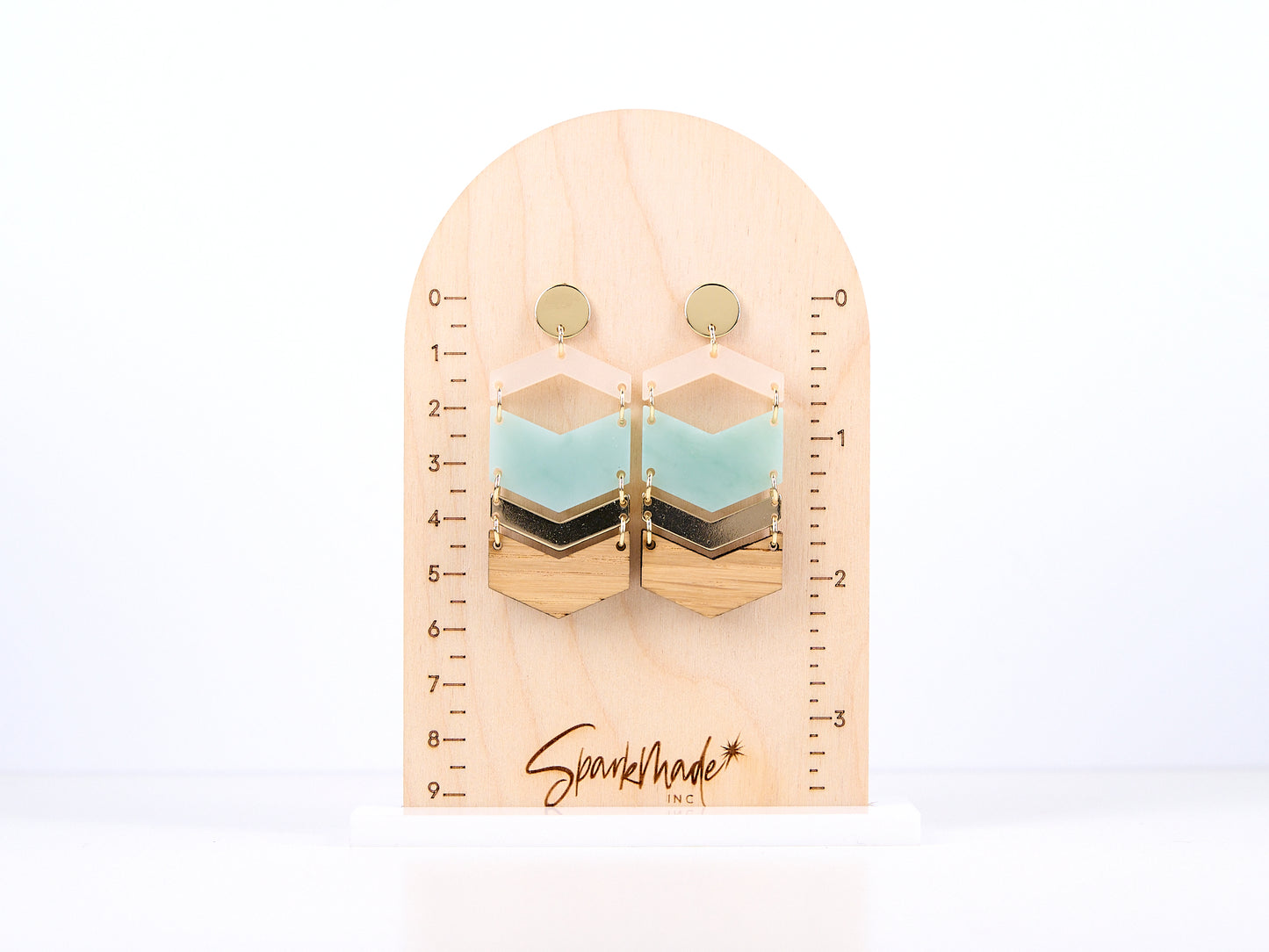 Chevron Layers Earrings Green