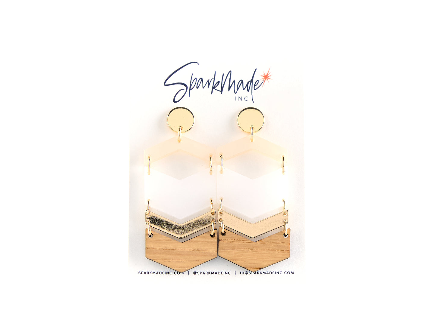 Chevron Layers Earrings White