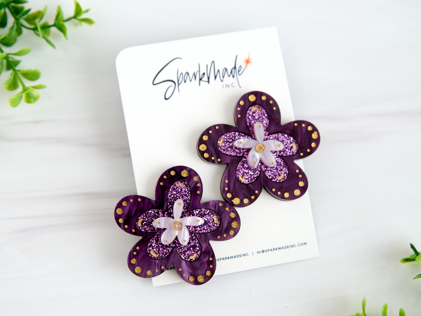 Fantasy Flower Statement Earrings Purple