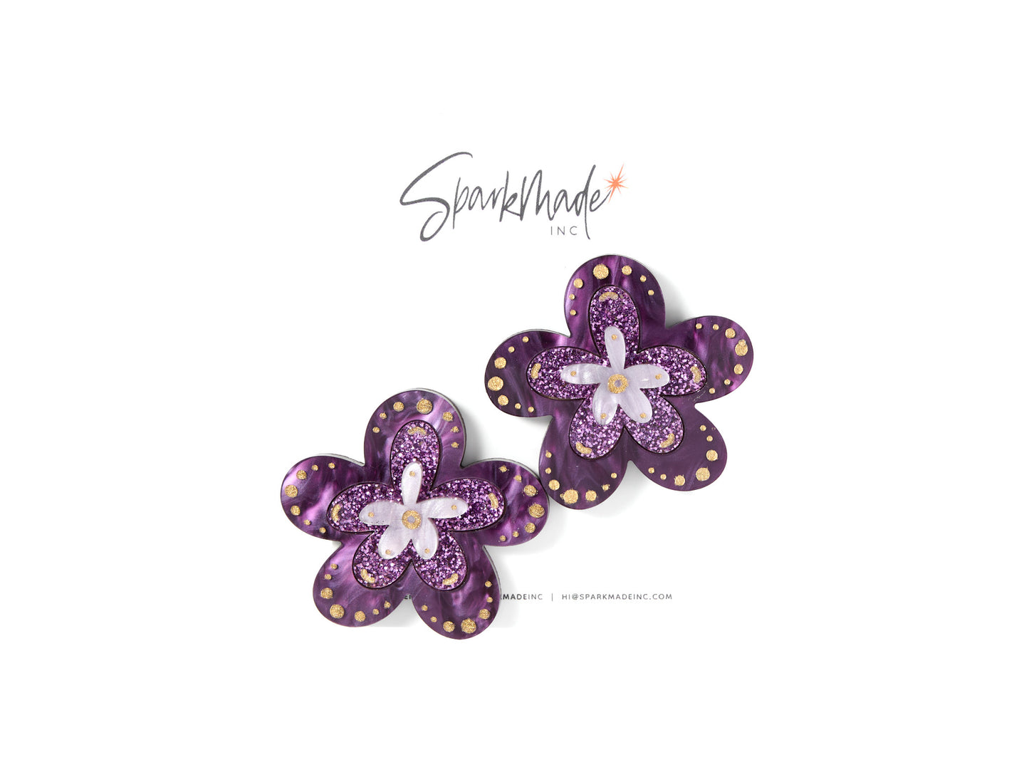 Fantasy Flower Statement Earrings Purple