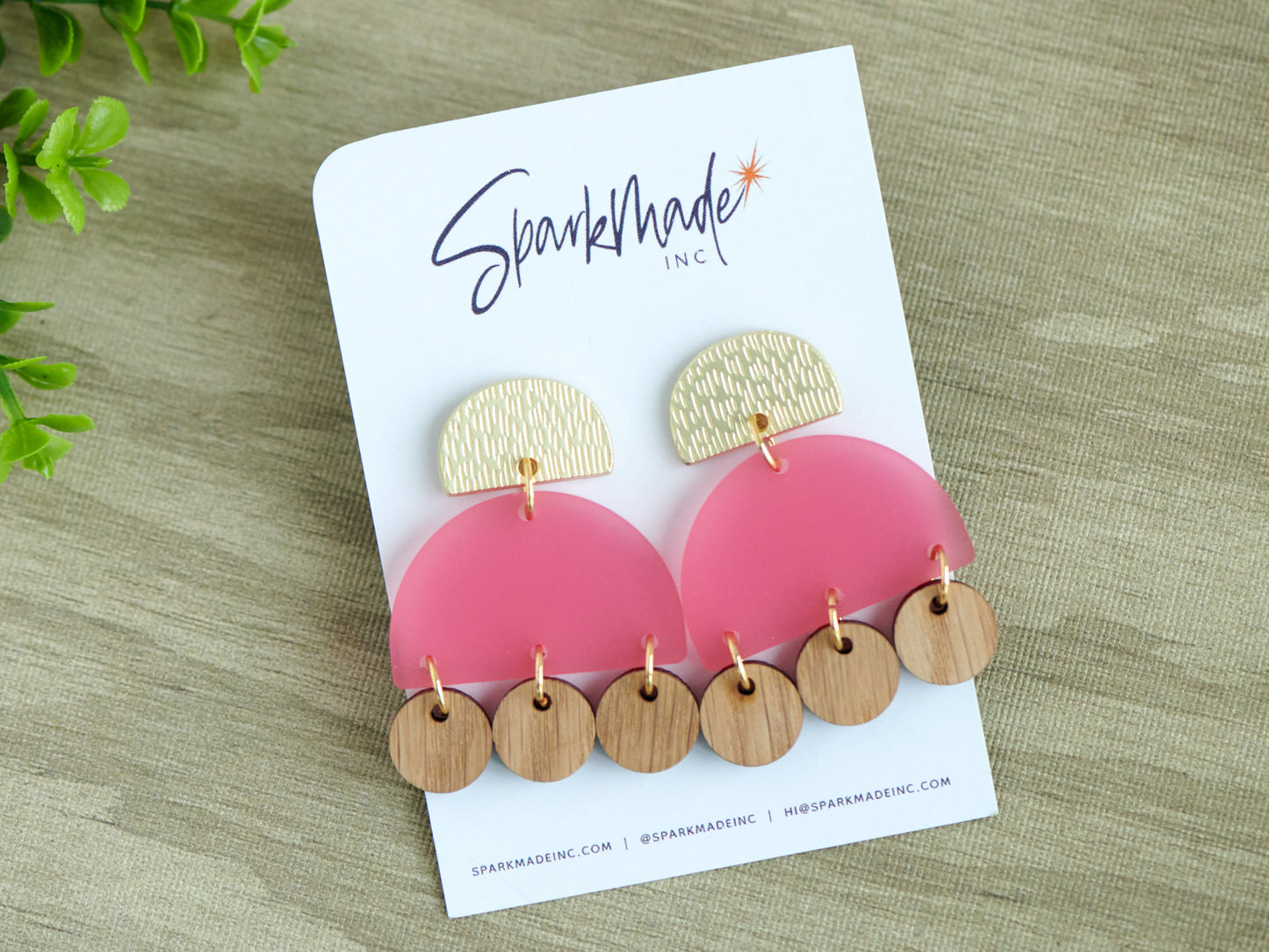 Frosted Summer Acrylic & Wood Earrings