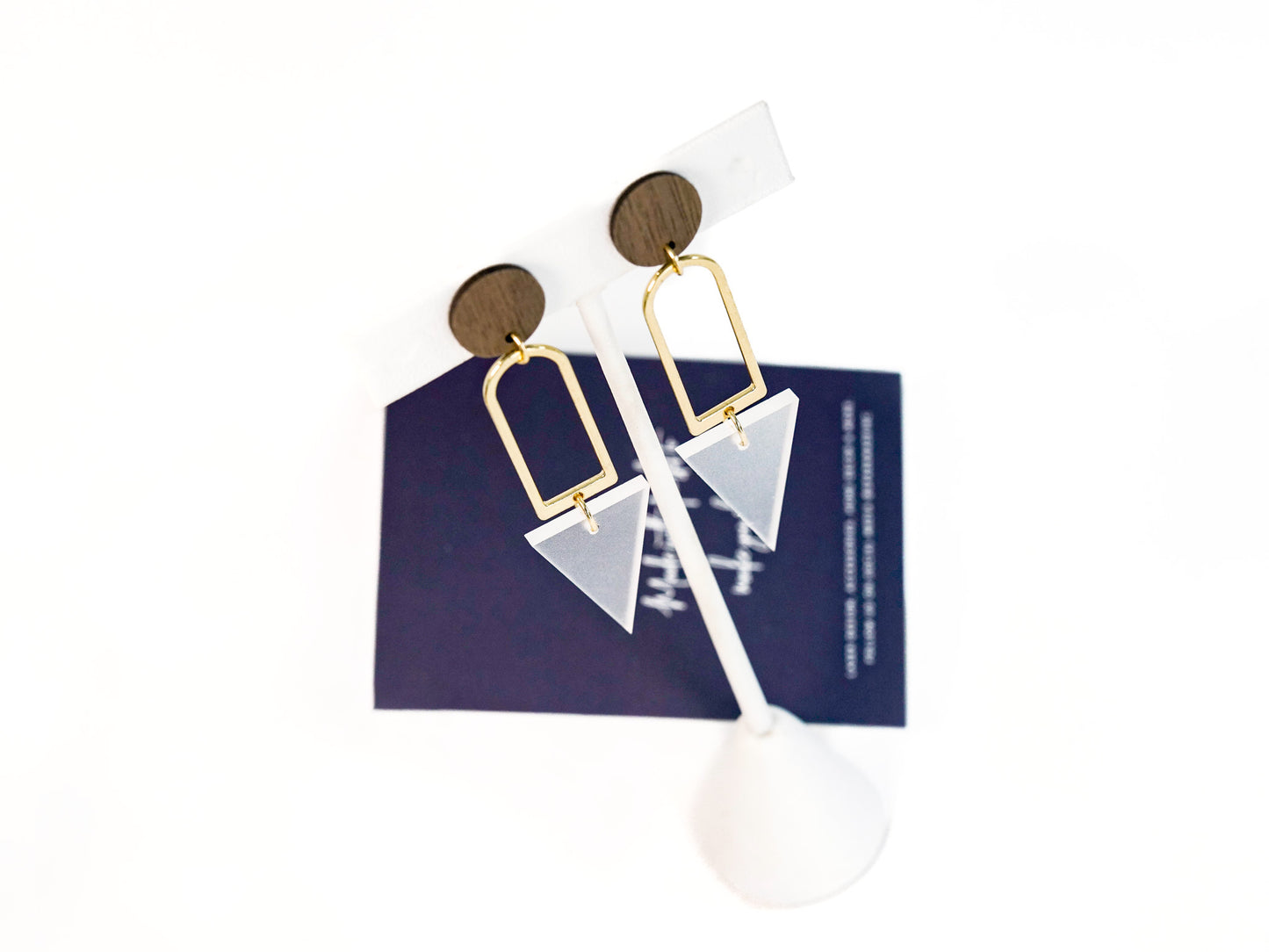 Frosted Triangle Drop Earrings Clear