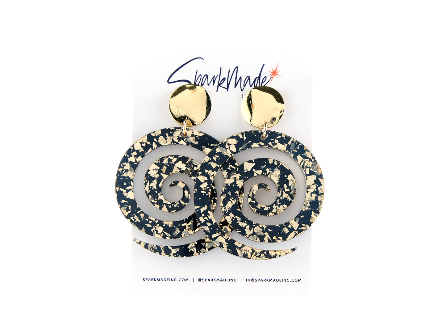 Gold & Black Swirl Earrings