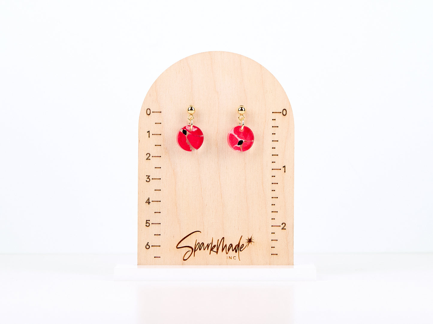 Hot Pink Circle UV Printed Earrings