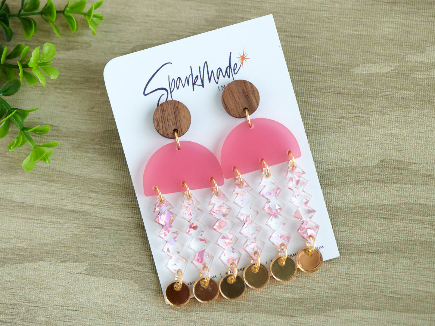Jelly Frosted Drop Earrings - Pink