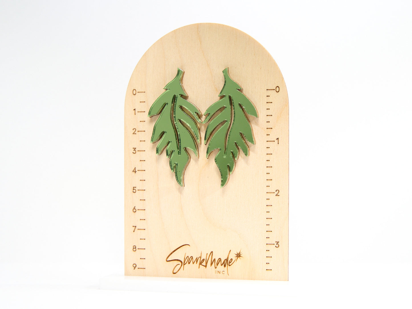 Mirror Leaf Green Stud Earrings