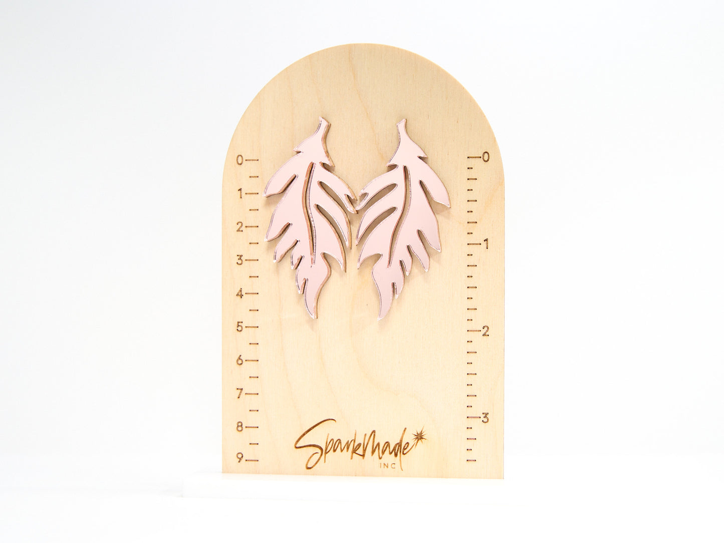 Mirror Leaf Pink Stud Earrings