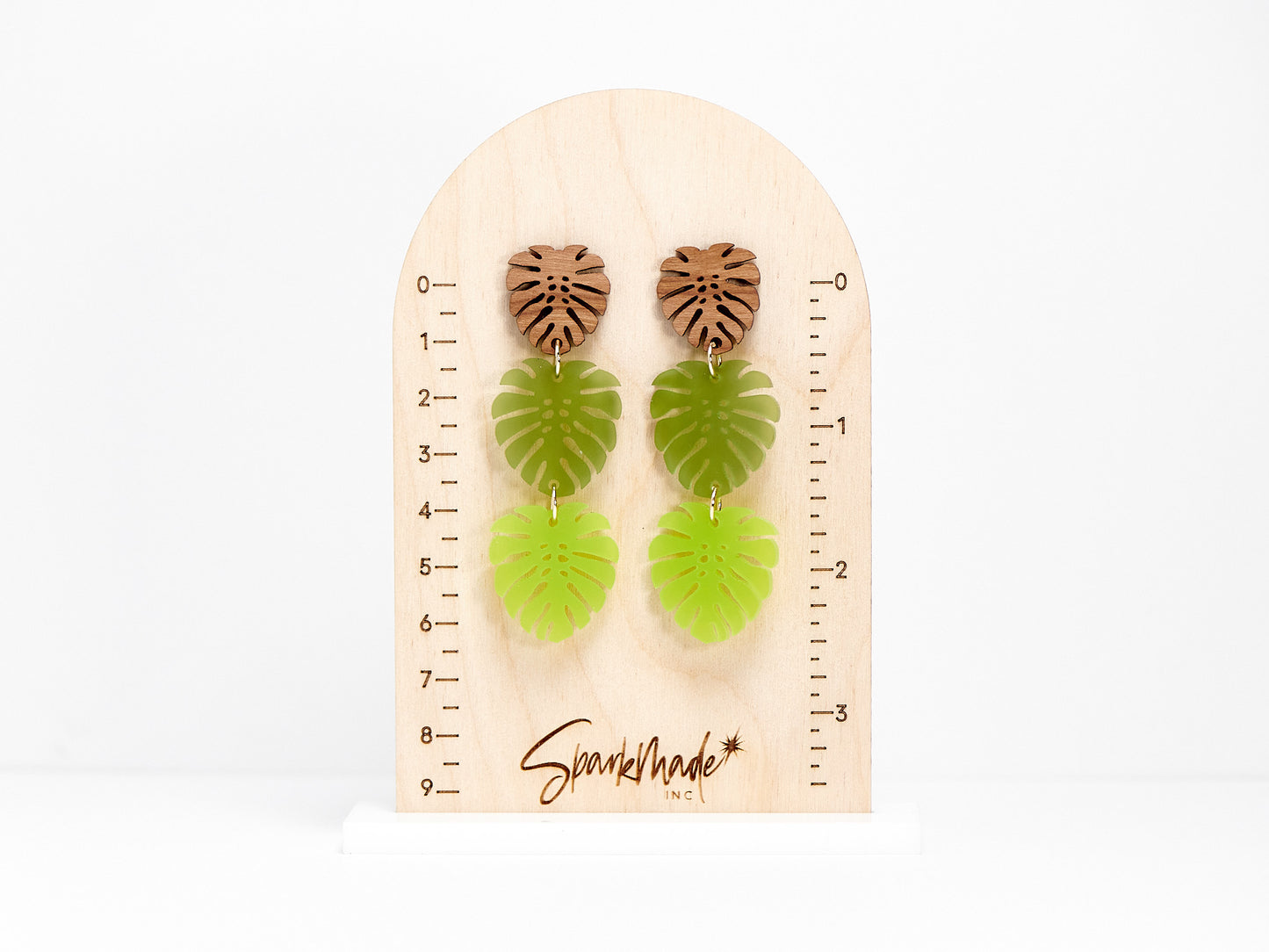Triple Monstera Drop Earrings
