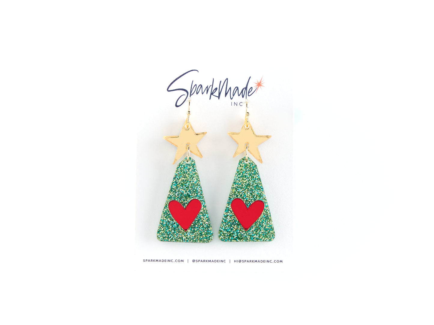 Whimsical Glitter Christmas Tree Earrings