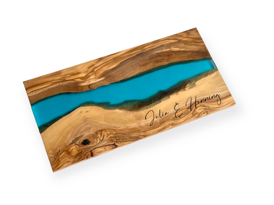 Olive Wood & Blue Resin Charcuterie Board