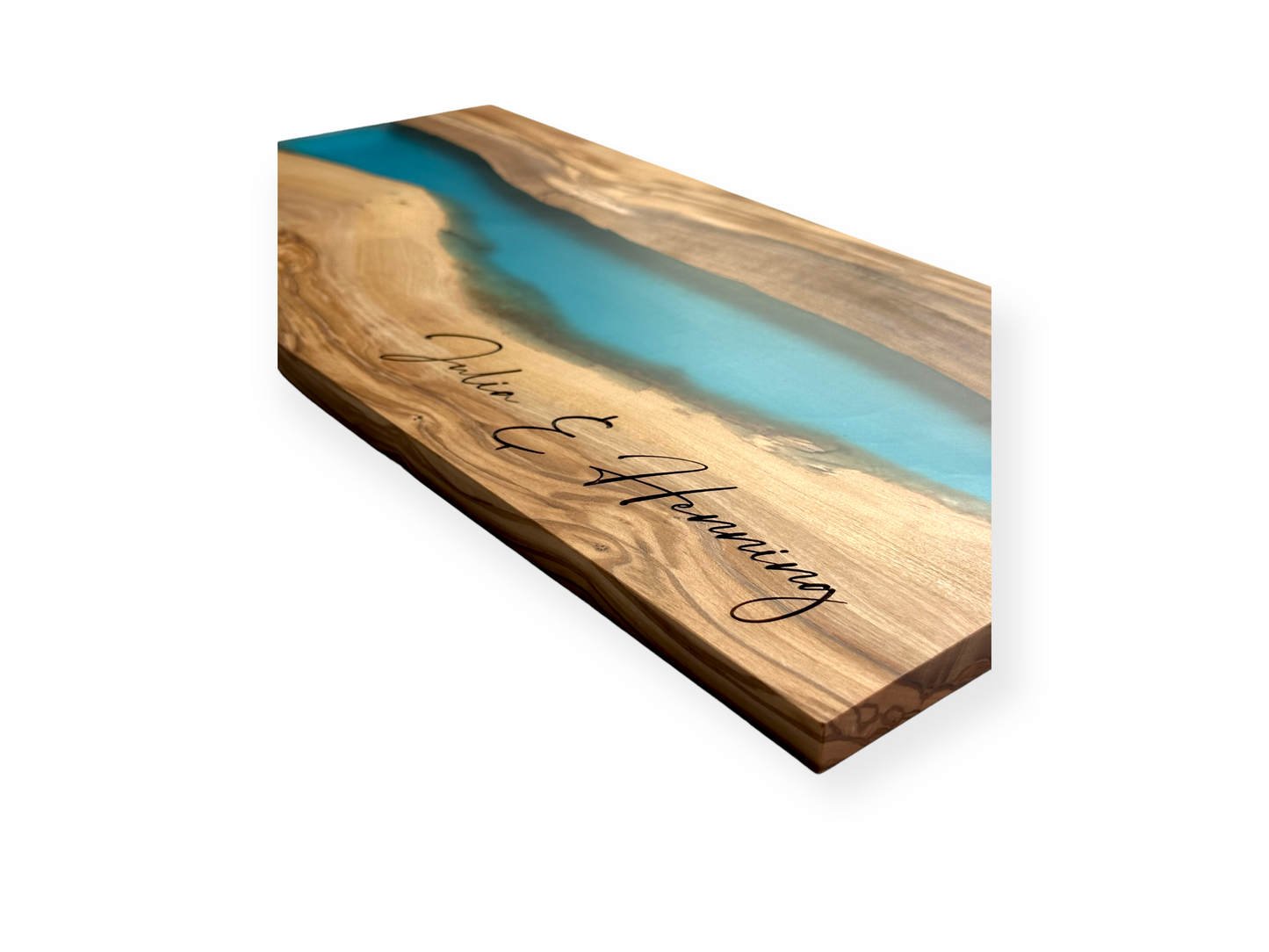 Olive Wood & Blue Resin Charcuterie Board