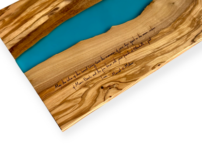 Olive Wood & Blue Resin Charcuterie Board