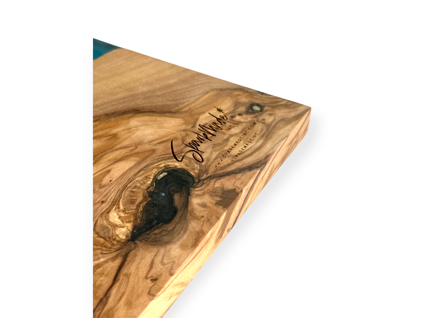 Olive Wood & Blue Resin Charcuterie Board