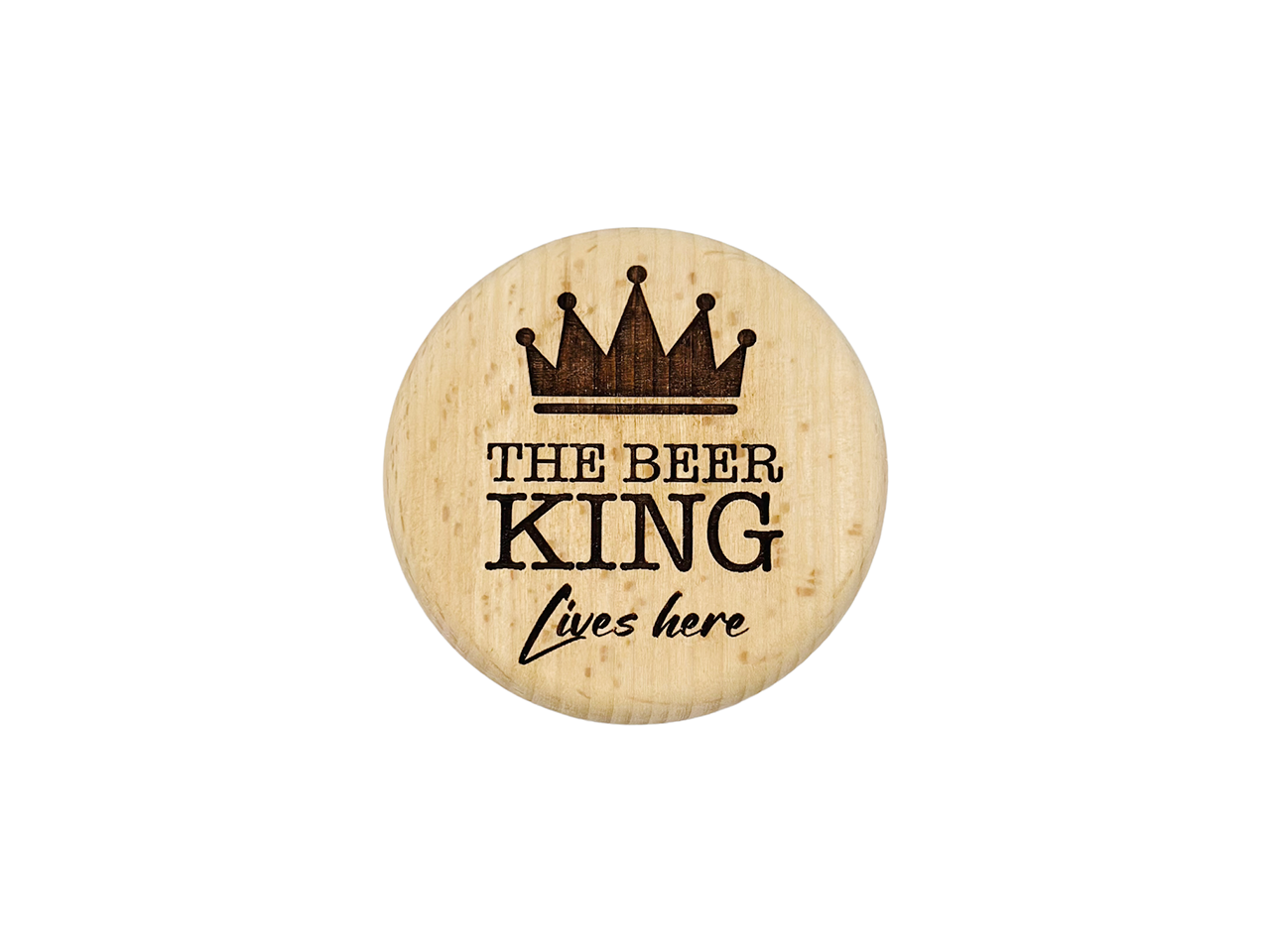 The Beer King Engraved Wood Bottle Opener