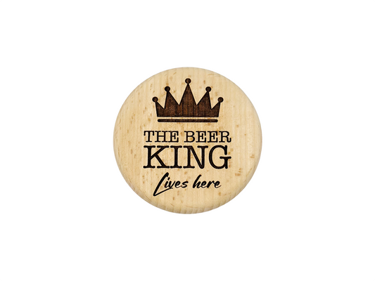 The Beer King Engraved Wood Bottle Opener