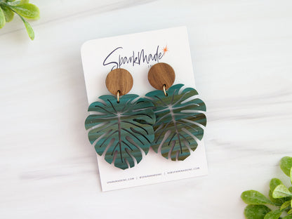 Brushed Monstera Earrings