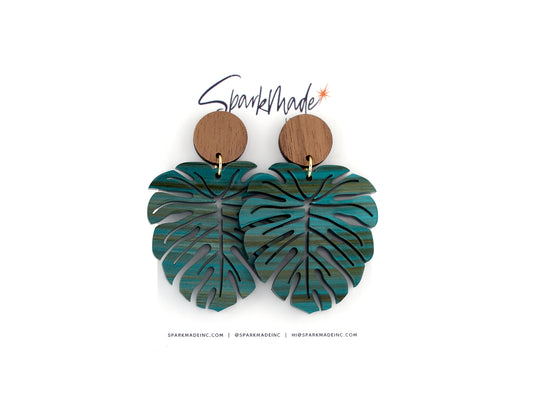 Brushed Monstera Earrings