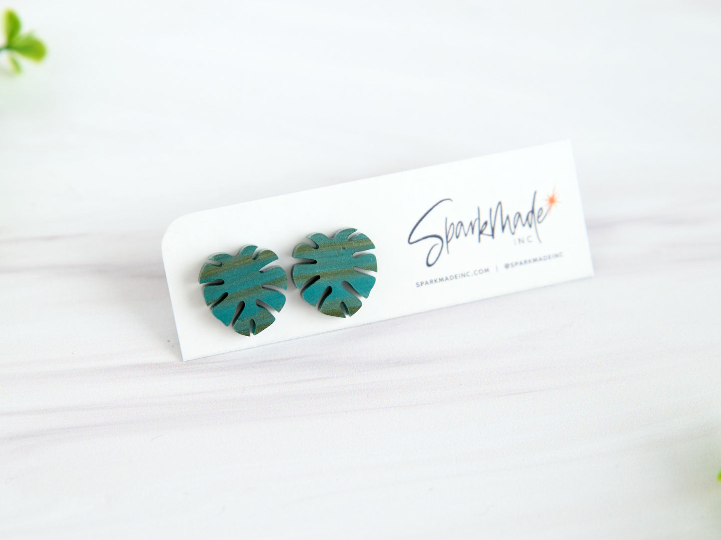 Brushed Monstera Stud Earrings