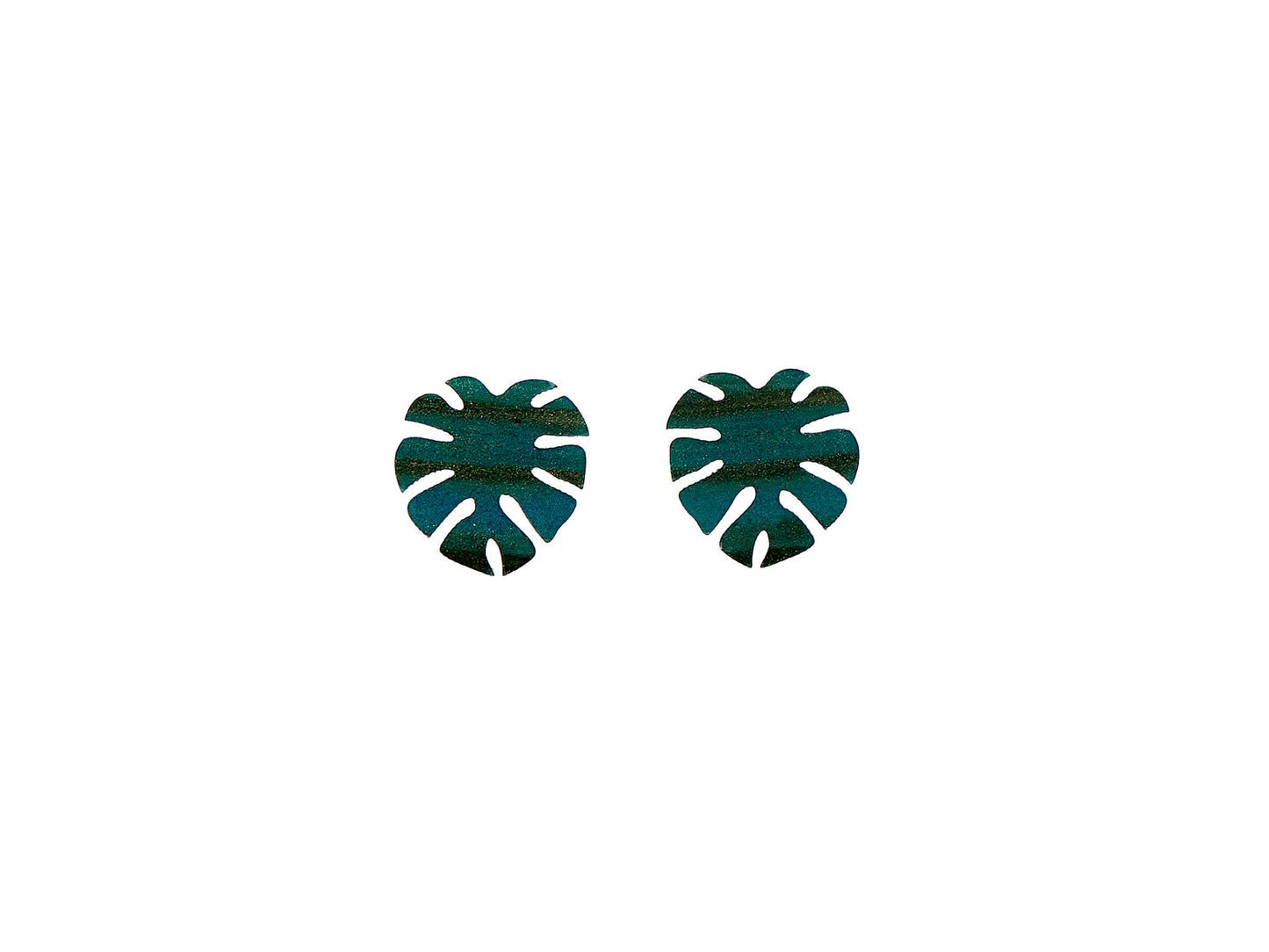 Brushed Monstera Stud Earrings