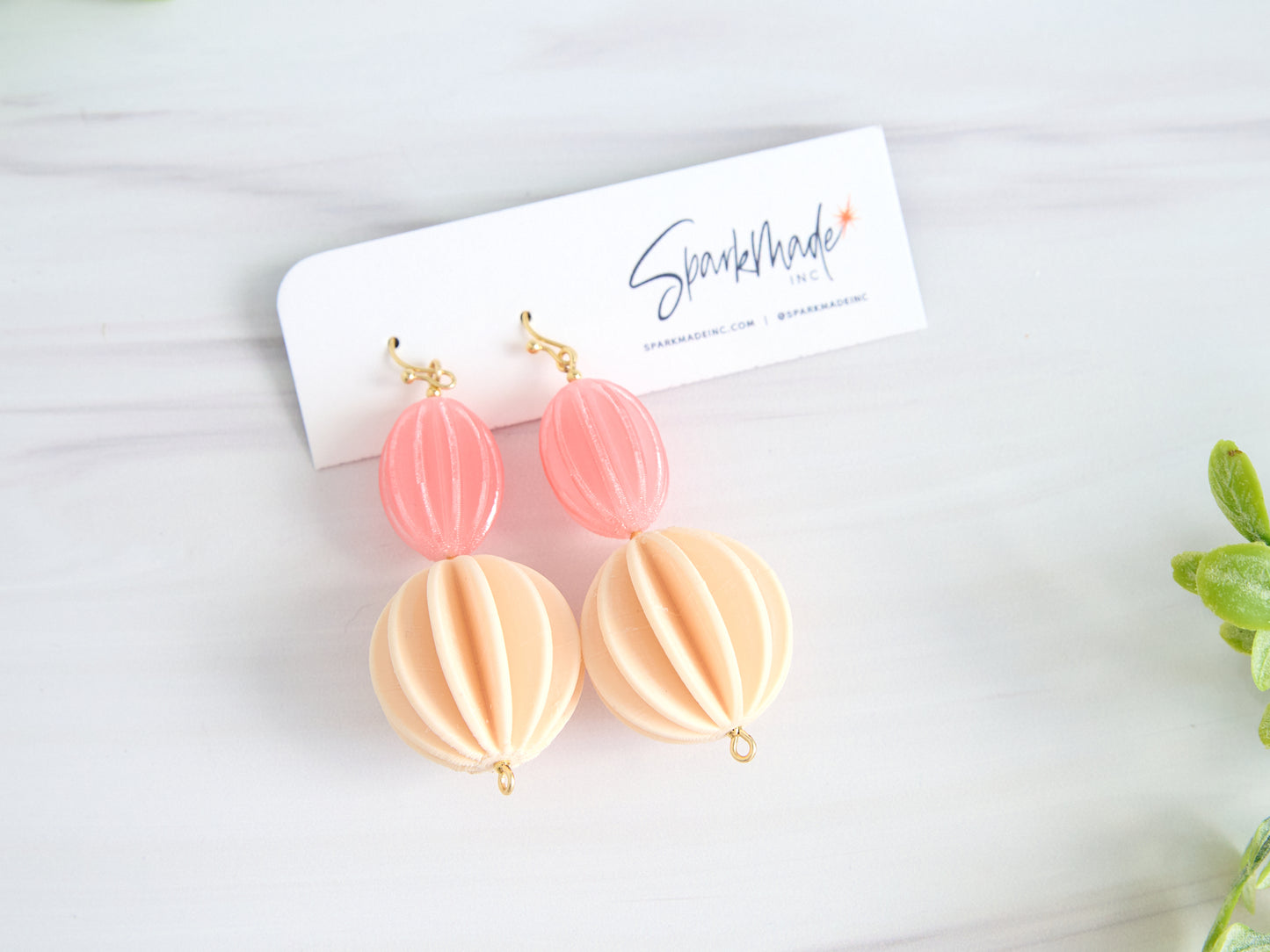Burlesque 3D Printed Earrings Large Pink