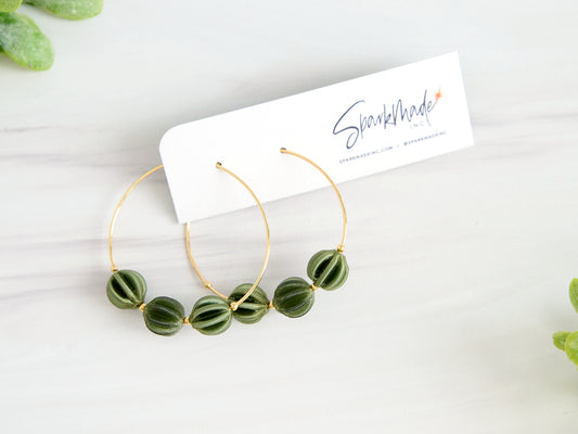 Burlesque 3D Printed Hoop Earrings Green