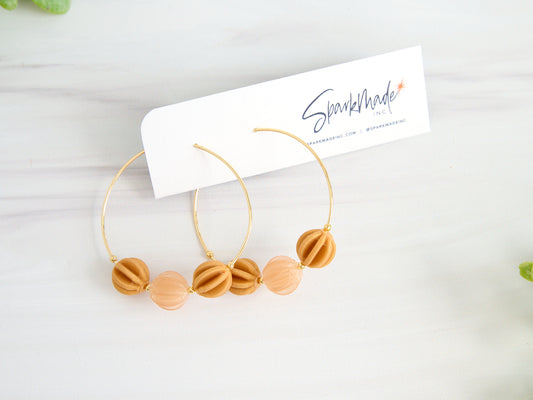 Burlesque 3D Printed Hoop Earrings Latte