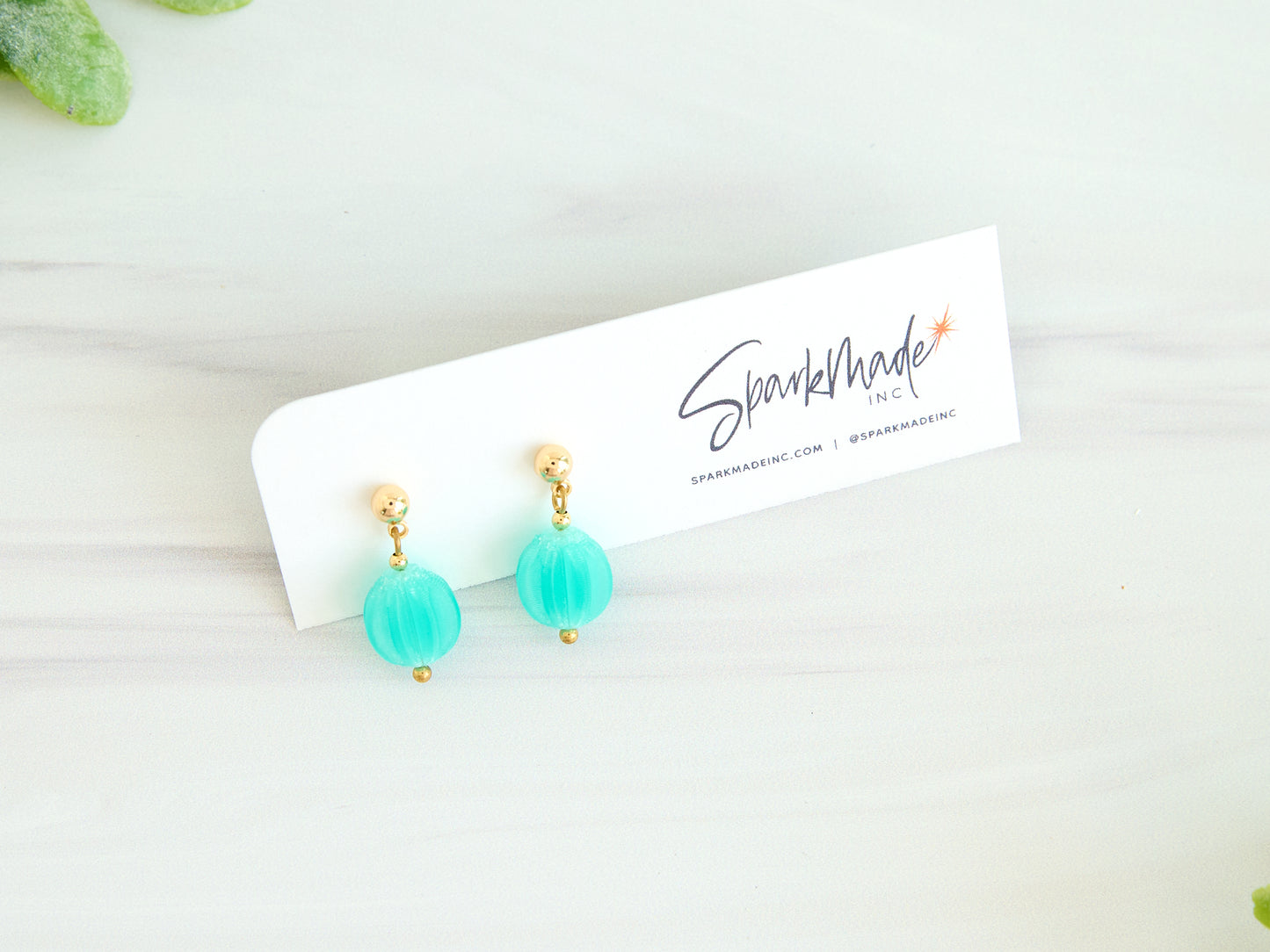 Burlesque 3D Printed Tiny Earrings Blue