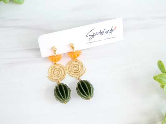 Burlesque Cactus 3D Printed Statement Earrings