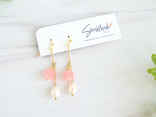 Burlesque Pearl 3D Printed Earrings Pink