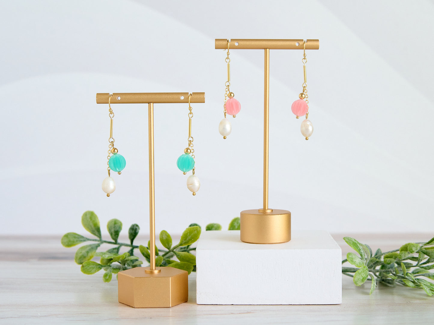 Burlesque Pearl 3D Printed Earrings Blue
