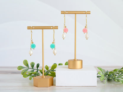 Burlesque Pearl 3D Printed Earrings Blue