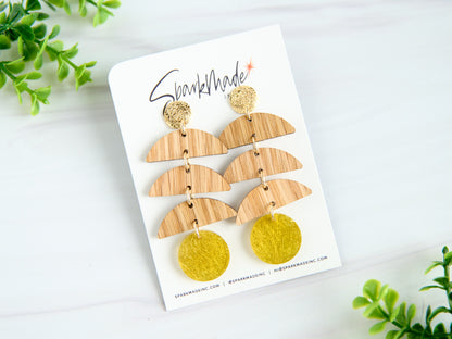 Cascade Wood & Gold Earrings