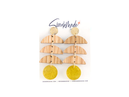 Cascade Wood & Gold Earrings