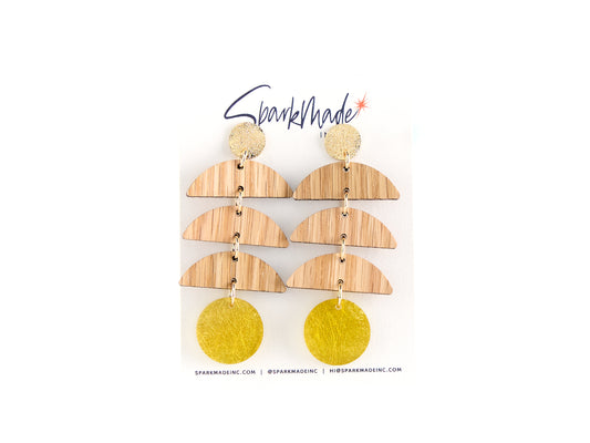 Cascade Wood & Gold Earrings
