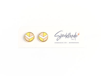 Chevron Hand Painted Stud Earrings - Yellow