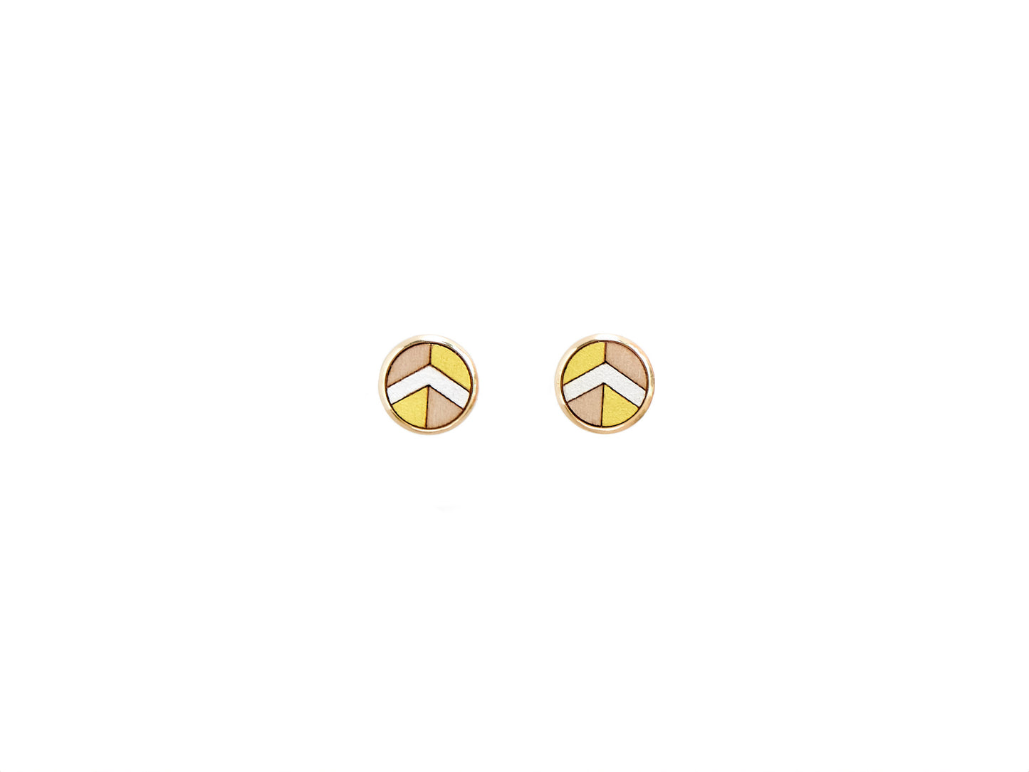 Chevron Hand Painted Stud Earrings - Yellow