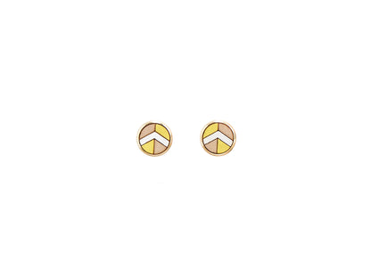 Chevron Hand Painted Stud Earrings - Yellow