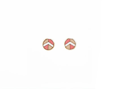 Chevron Hand Painted Stud Earrings - Pink