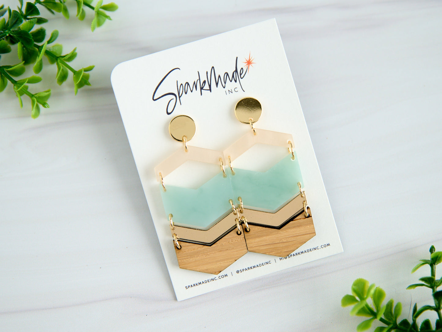 Chevron Layers Earrings Green