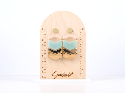Chevron Layers Earrings Green