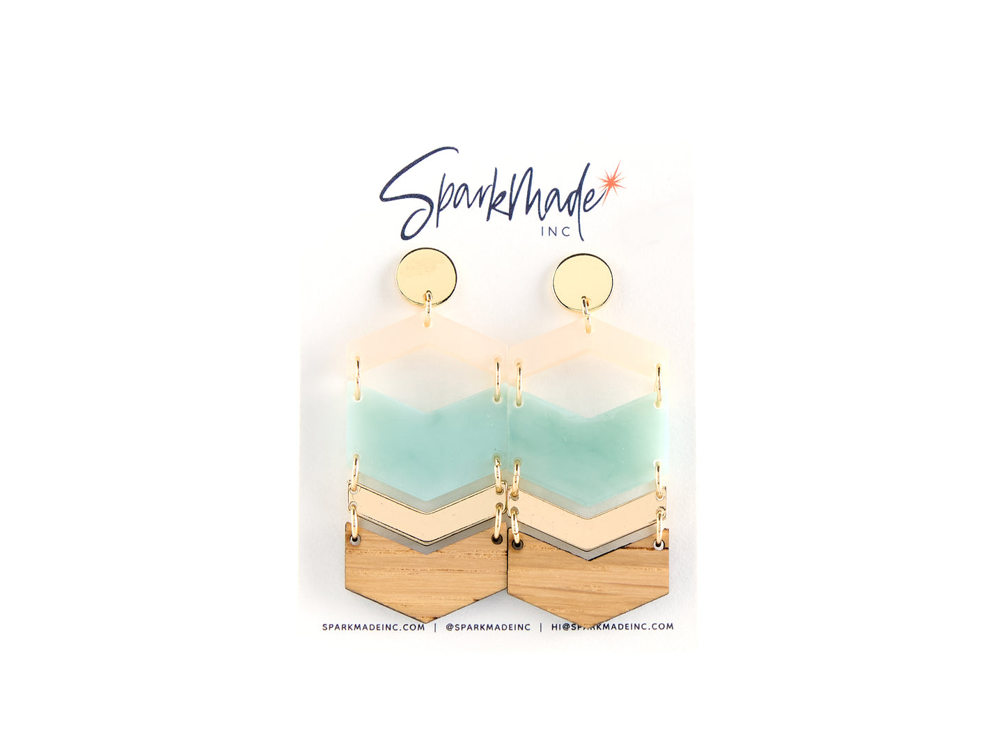 Chevron Layers Earrings Green