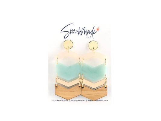 Chevron Layers Earrings Green