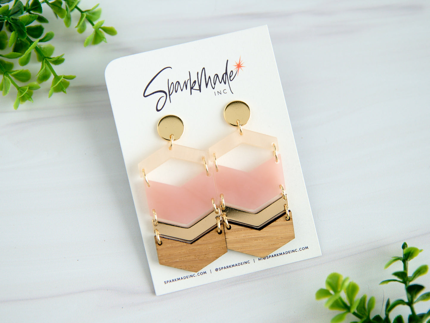 Chevron Layers Earrings Pink