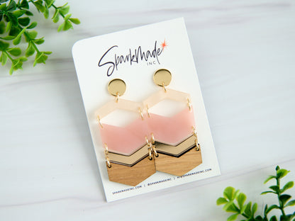 Chevron Layers Earrings Pink