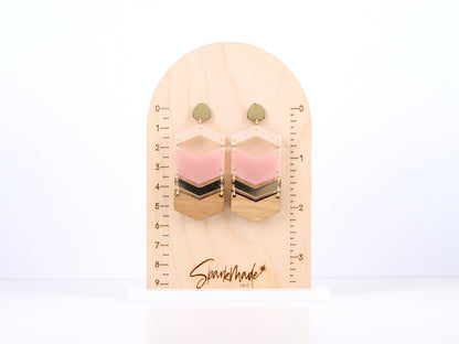 Chevron Layers Earrings Pink