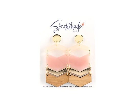 Chevron Layers Earrings Pink
