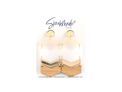Chevron Layers Earrings White