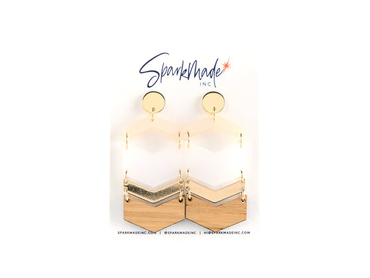 Chevron Layers Earrings White