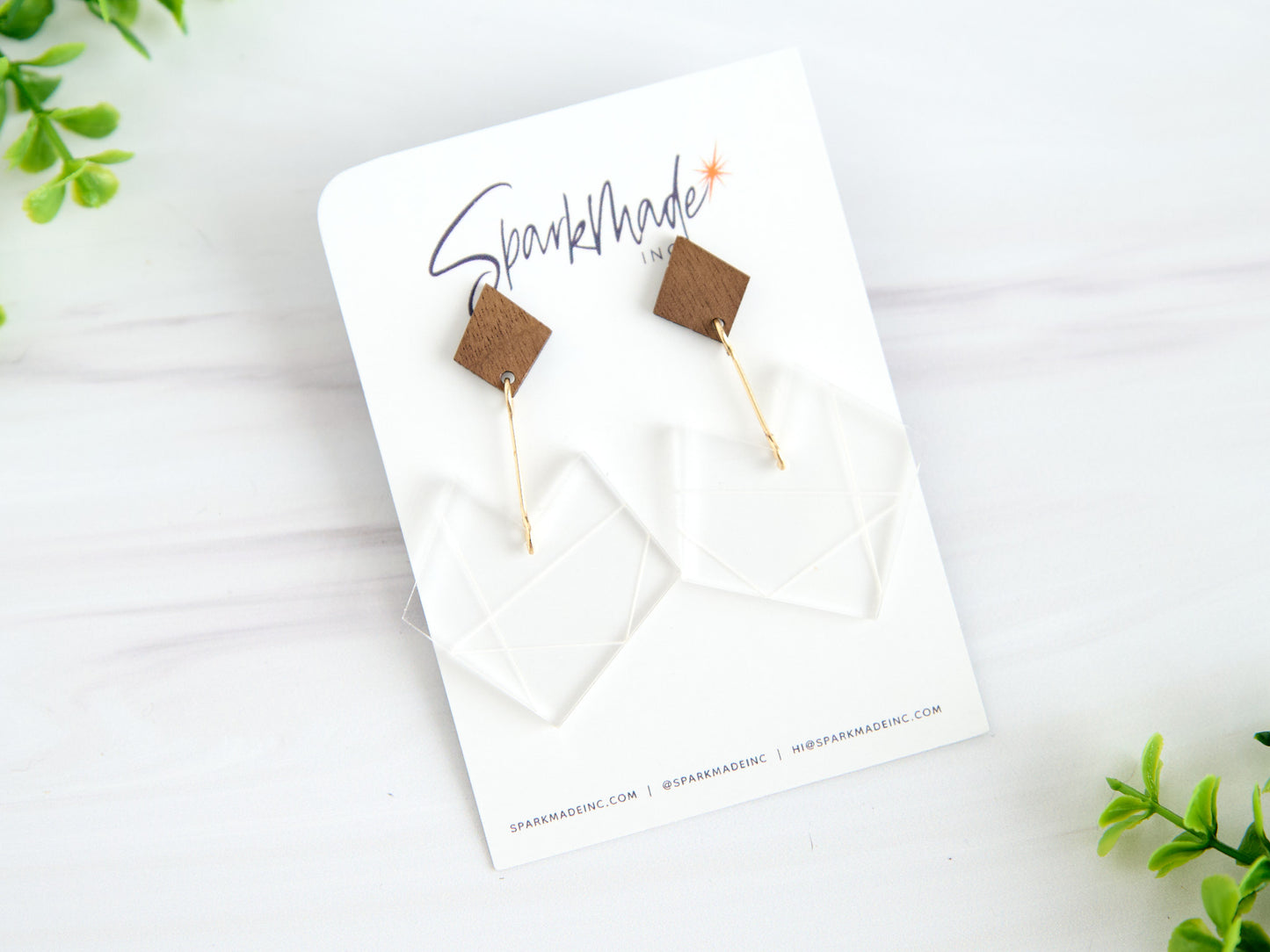 Clear Geometric Heart Earrings